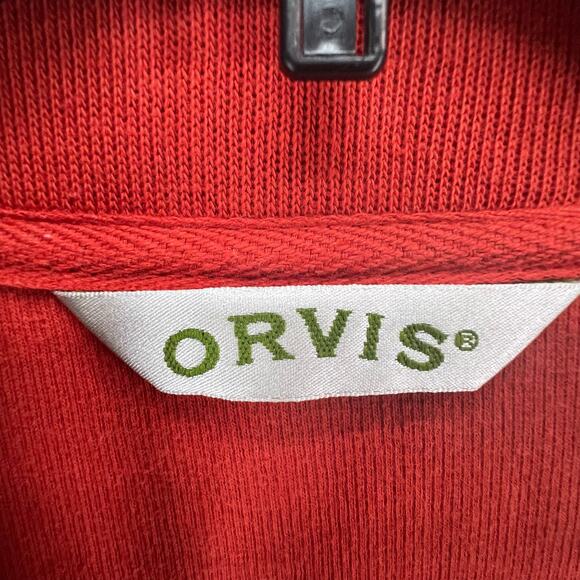 Orvis Jacket Womens Large Rust Orange Full Zip Pockets Casual Cotton Sweatshirt - Picture 10 of 14